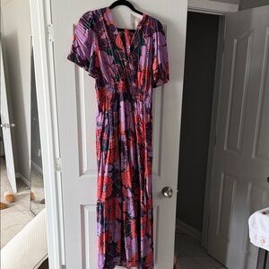 Pink Lily Purple and Red Floral Maxi Dress